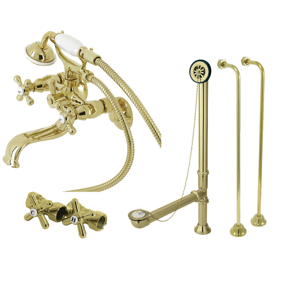 Vintage Wall Mount Clawfoot Tub Faucet Package with Supply Line