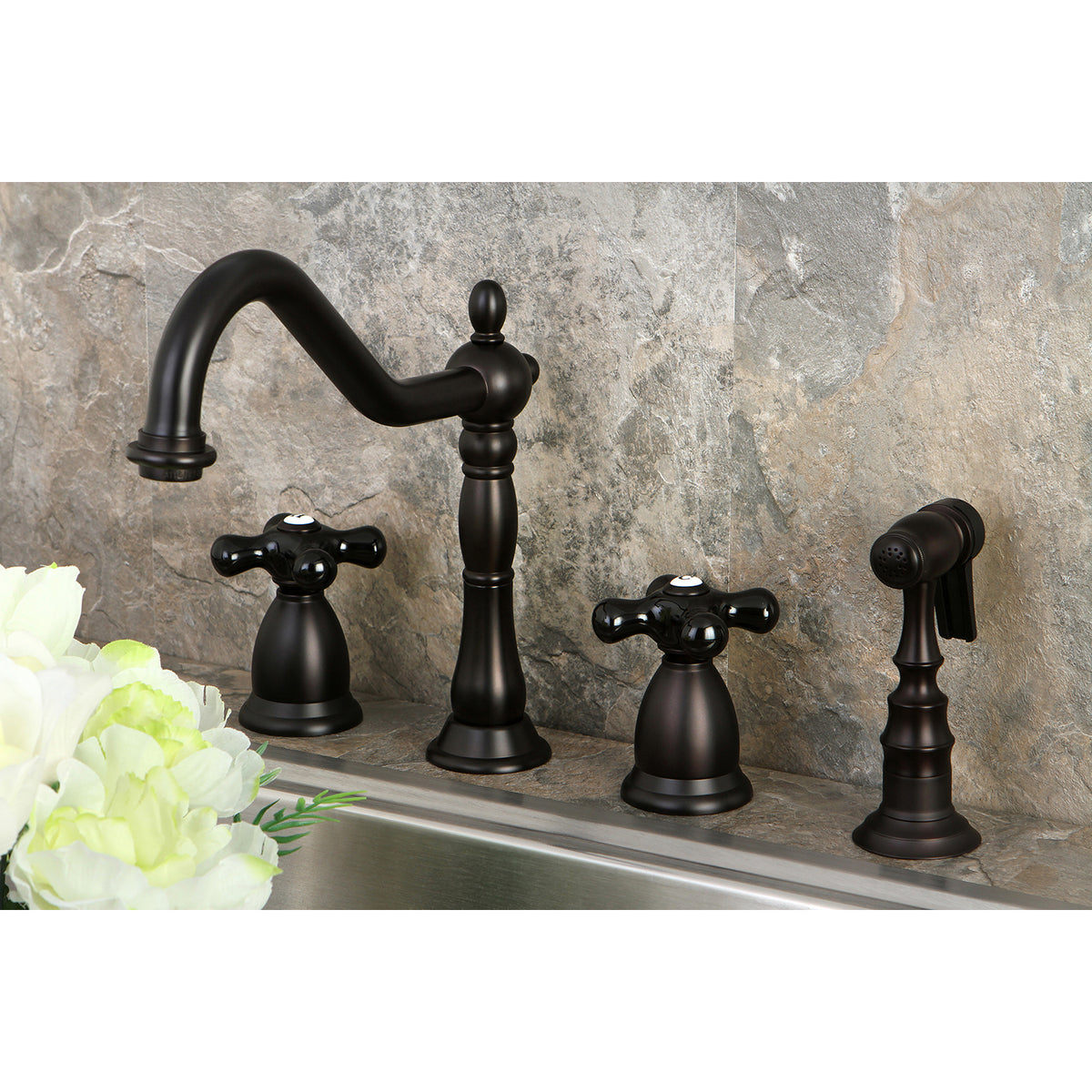 Kingston Brass KS1798PKXBS Widespread Kitchen Faucet