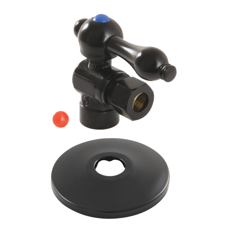 Kingston Brass 1/2" Sweat x 3/8" OD Comp Quarter-Turn Angle Stop Valve with Flange