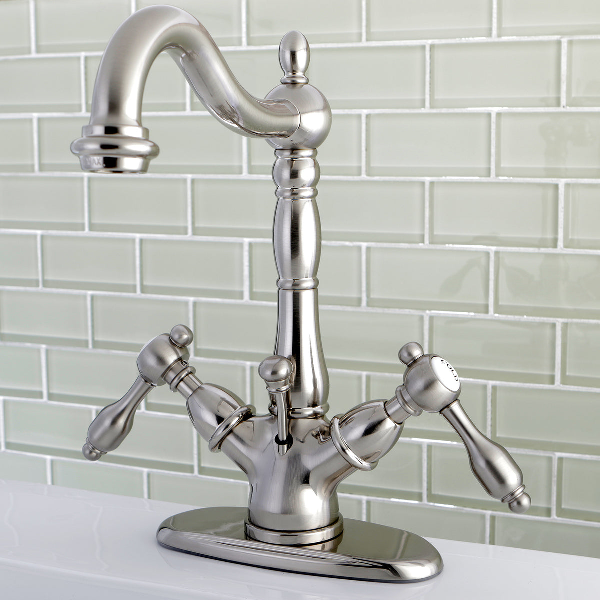 Kingston Brass KS1435TAL Tudor Two-Handle Bathroom Faucet with Brass Pop-Up and Cover Plate