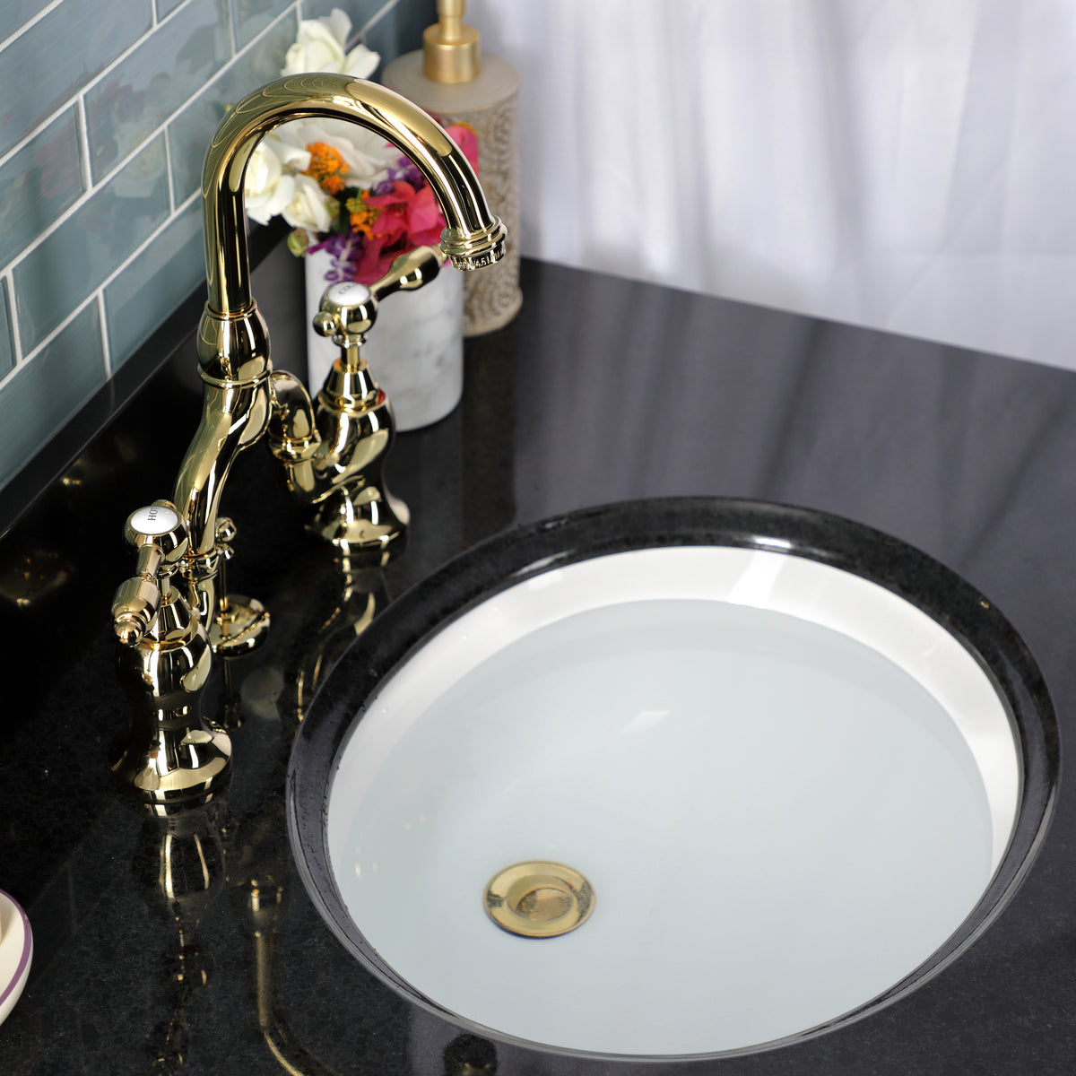 Kingston Brass KS7992TAL Tudor Bridge Bathroom Faucet with Brass Pop-Up