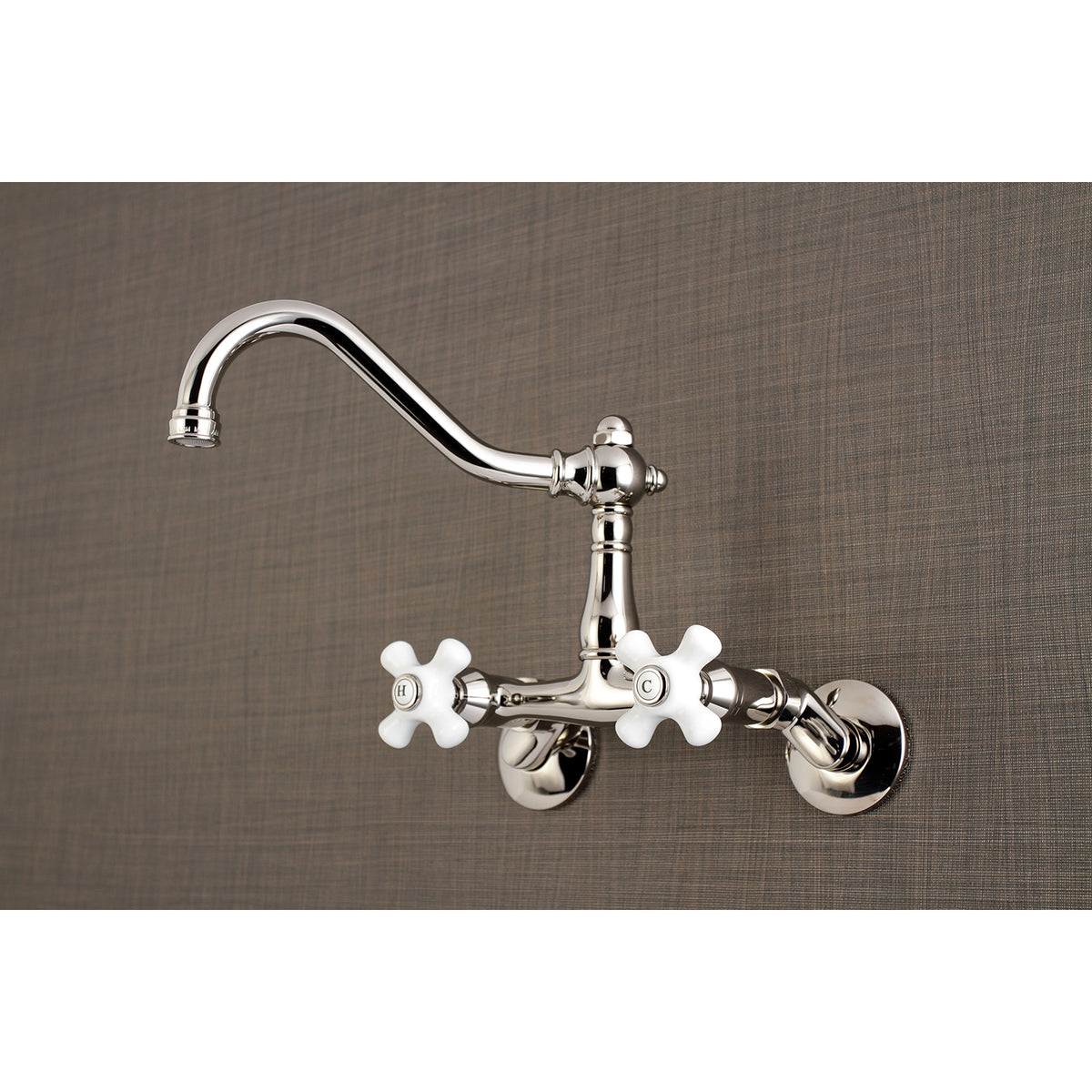 Kingston Brass KS3222PX Vintage 6" Adjustable Center Wall Mount Kitchen Faucet