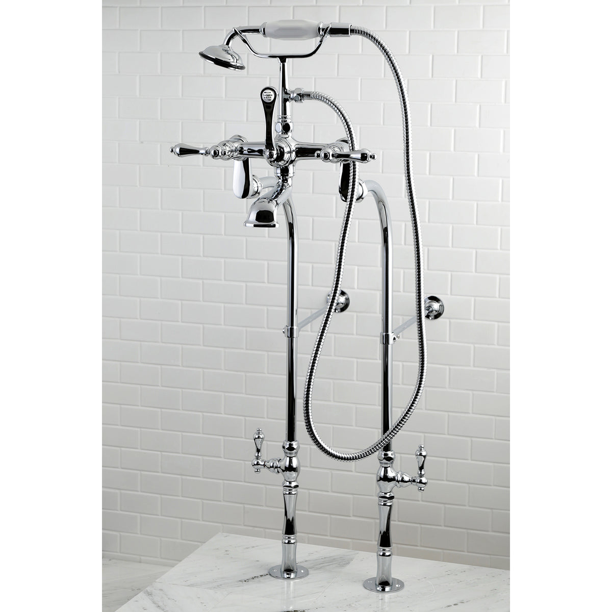 Vintage Freestanding Clawfoot Tub Faucet Package with Supply Line