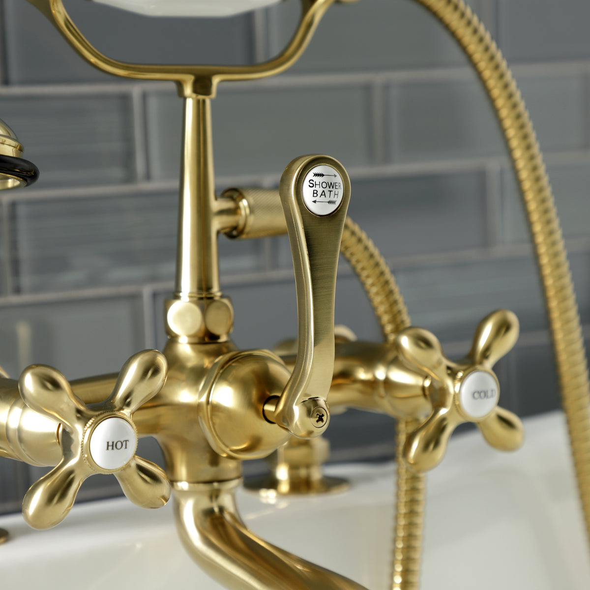 Aqua Vintage 7-Inch Tub Faucet with Hand Shower