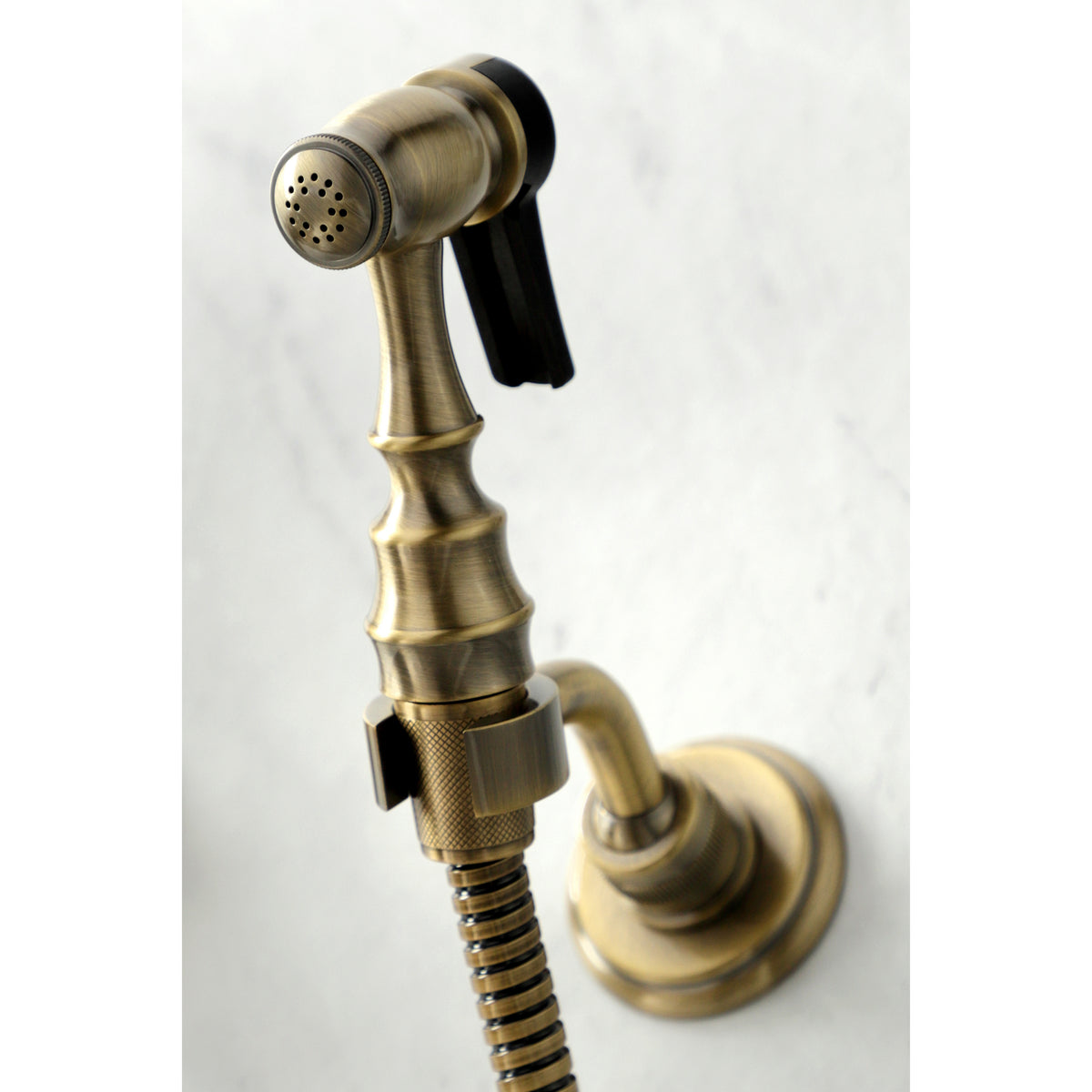 Kingston Brass KS1246ALBS Heritage Wall Mount Bridge Kitchen Faucet with Brass Spray