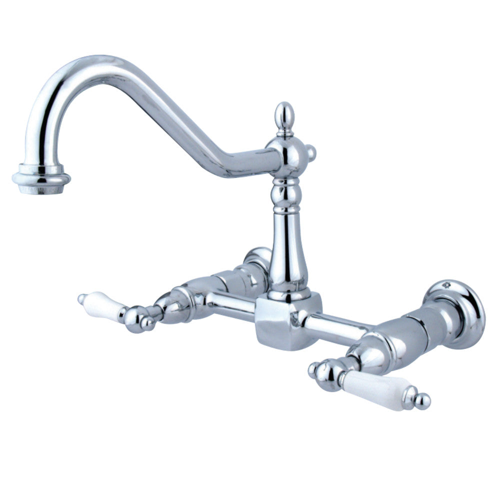 Kingston Brass KS1246PL Heritage Wall Mount Bridge Kitchen Faucet
