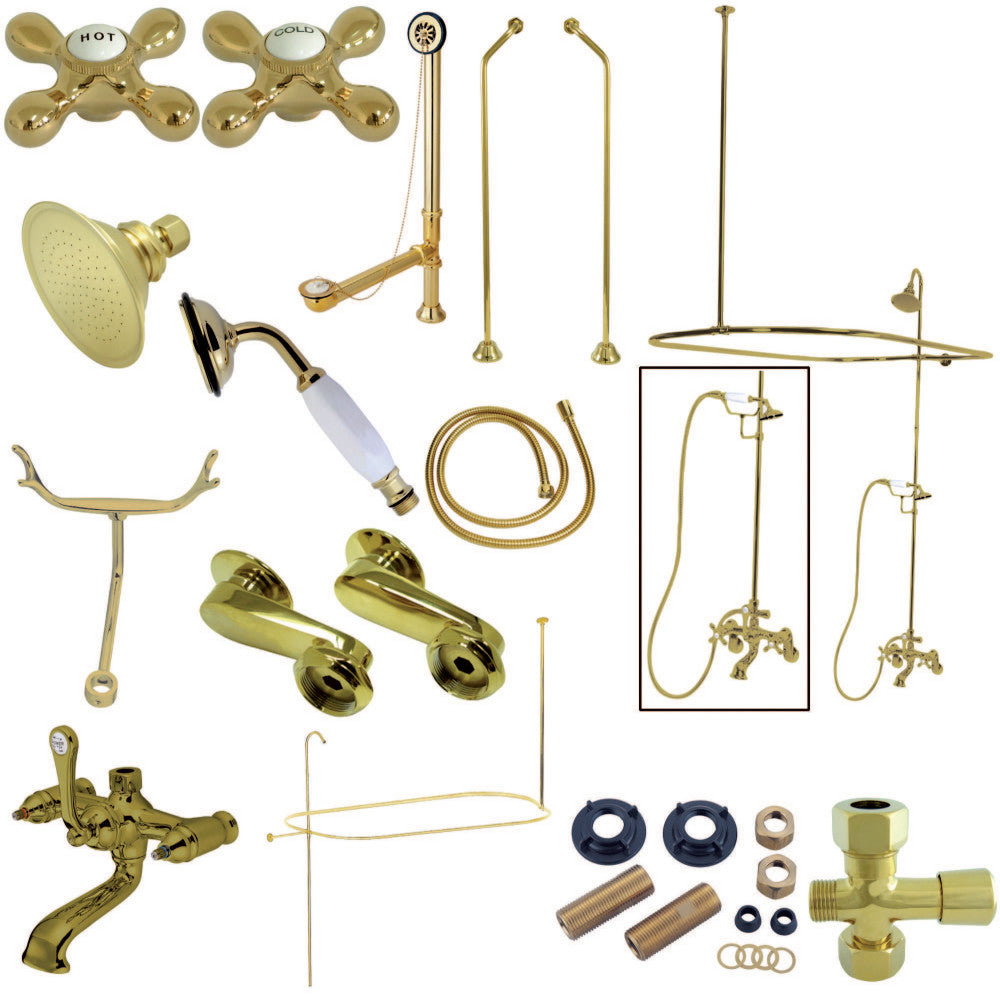 Vintage Clawfoot Tub Faucet Package with Shower Enclosure