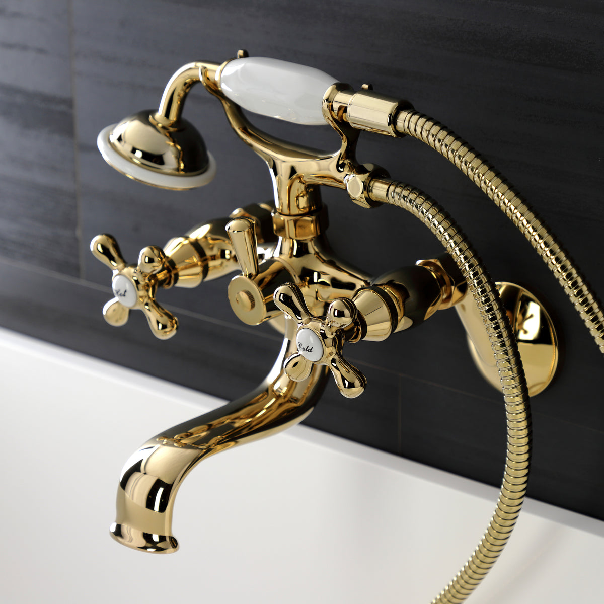 Kingston Wall Mount Tub Faucet with Hand Shower