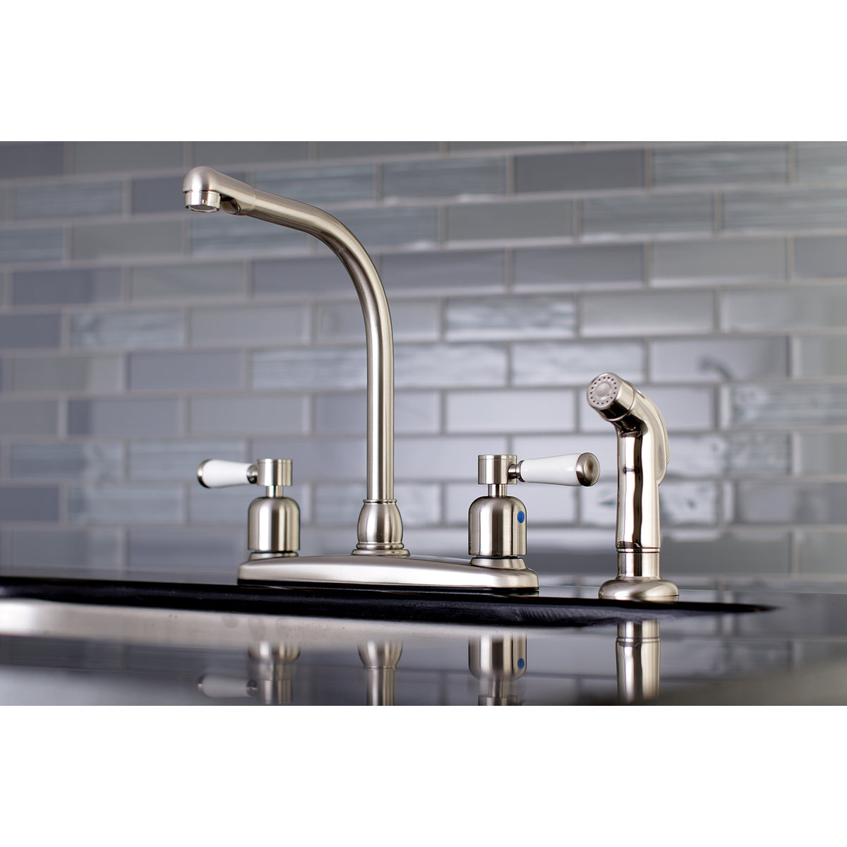 Kingston Brass FB751DPLSP Paris 8-Inch Centerset Kitchen Faucet with Sprayer