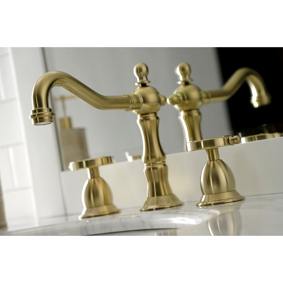 Kingston Brass KS1978RX Belknap Widespread Bathroom Faucet with Brass Pop-Up