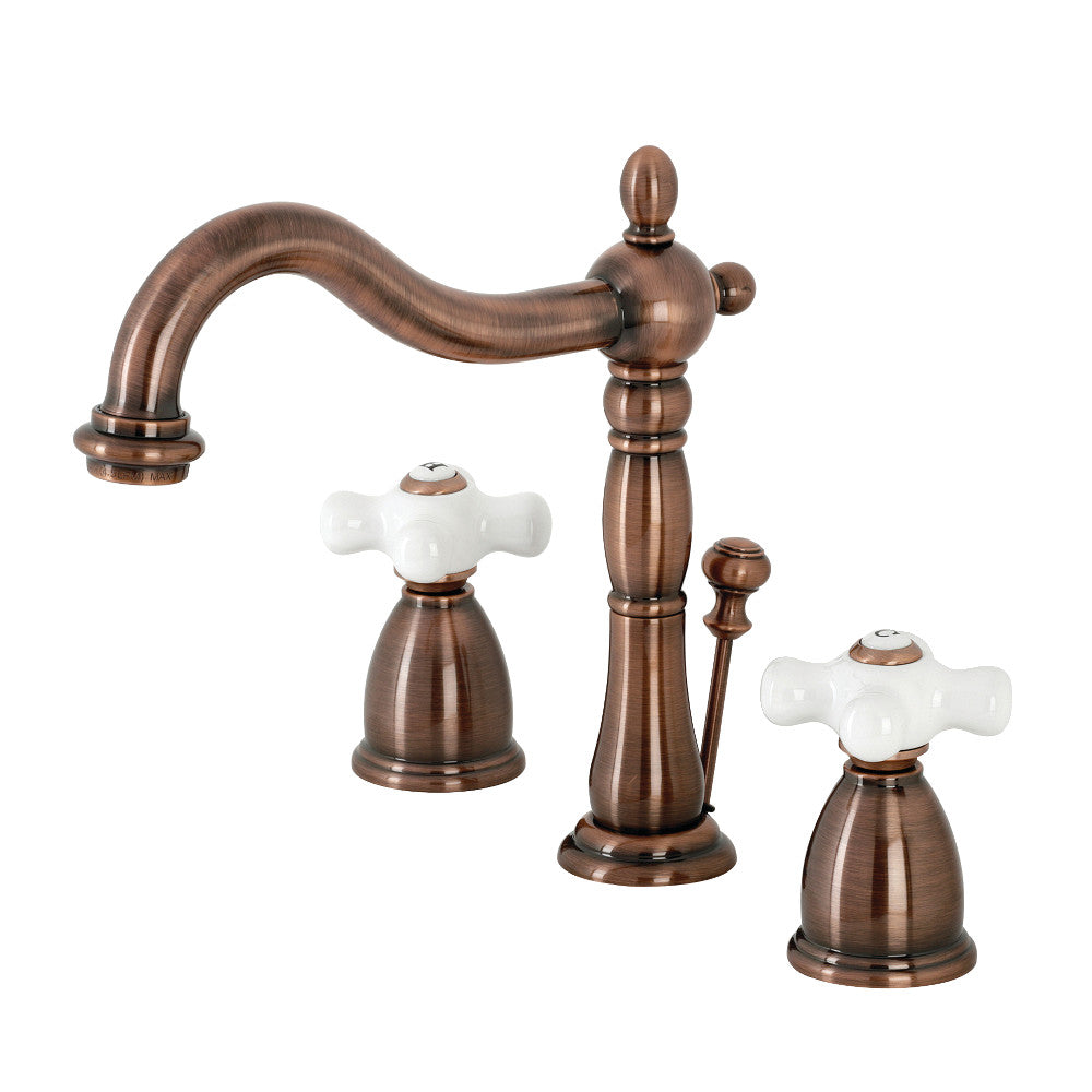 Kingston Brass KB1976PX Heritage Widespread Bathroom Faucet with Brass Pop-Up
