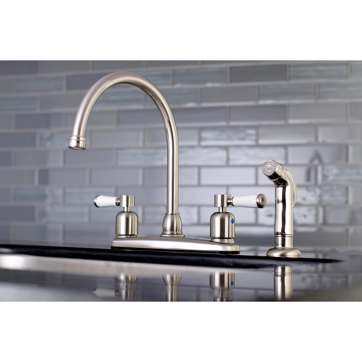 Kingston Brass FB791DPLSP Paris 8-Inch Centerset Kitchen Faucet with Sprayer