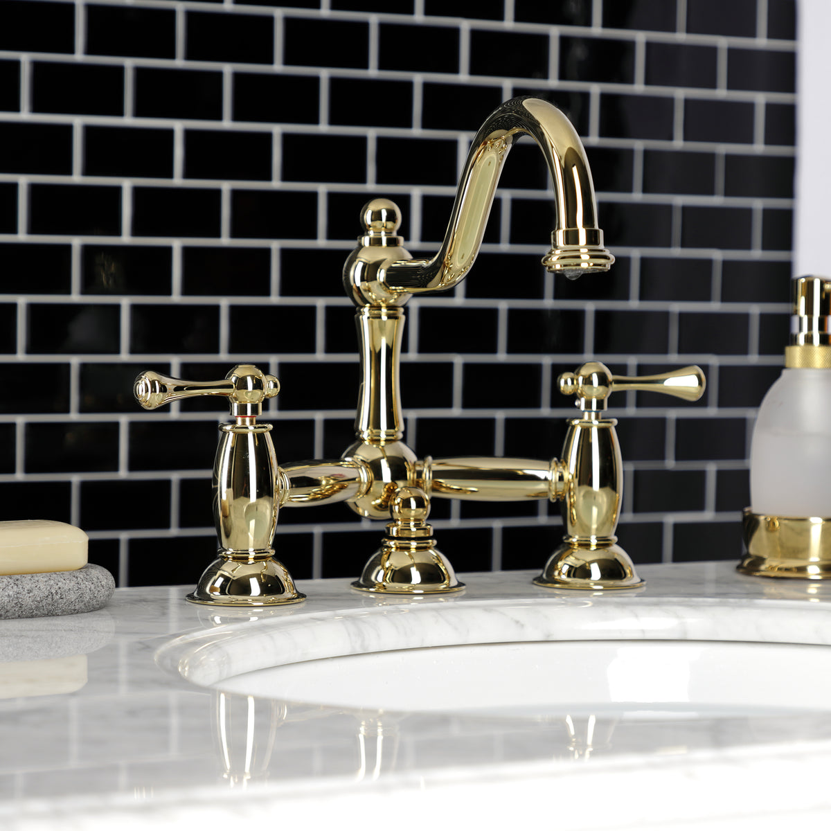 Kingston Brass KS3918BL Restoration Bathroom Bridge Faucet