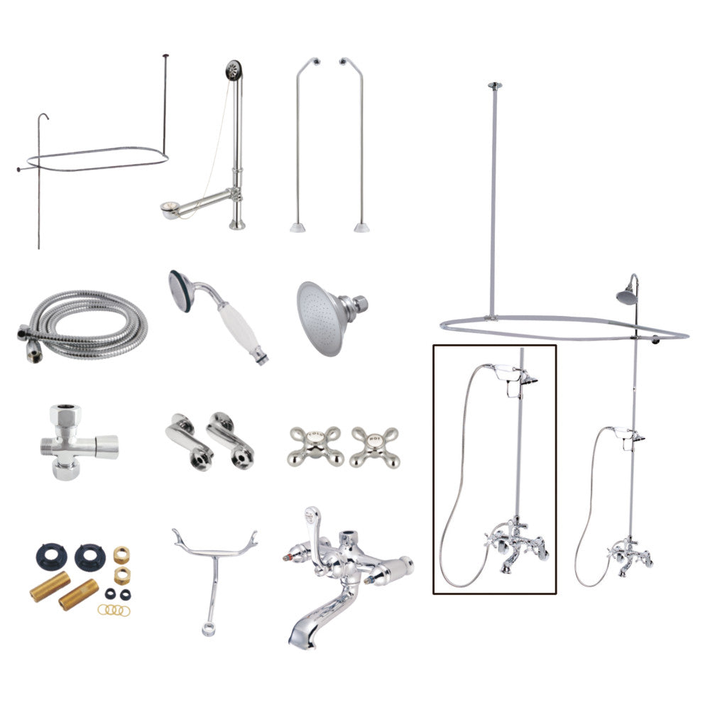 Vintage Clawfoot Tub Faucet Package with Shower Enclosure