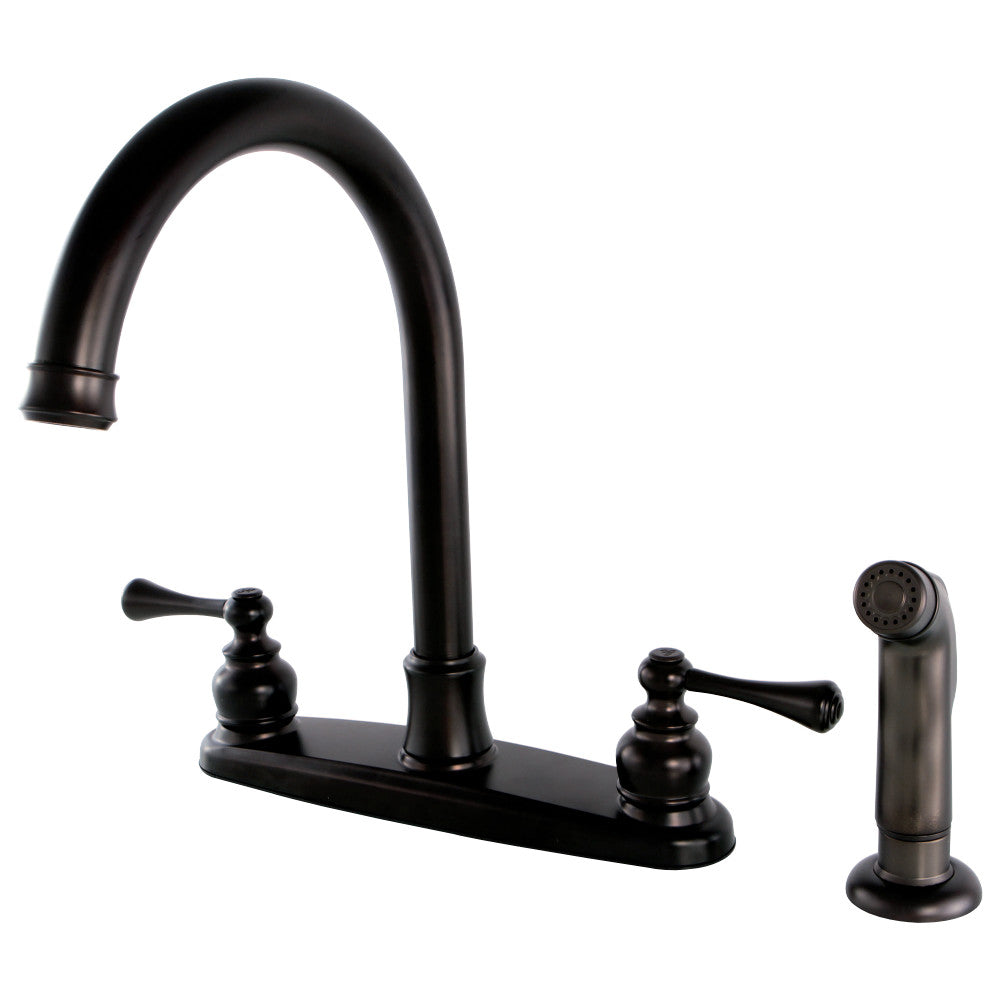 Kingston Brass FB7795BLSP Vintage 8-Inch Centerset Kitchen Faucet with Sprayer