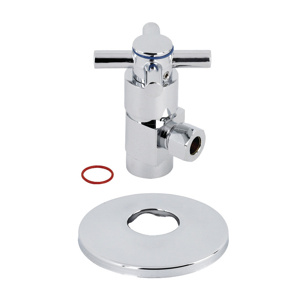 Kingston Brass 1/2"IPS x 3/8"O.D. Anti-Seize Deluxe Quarter-Turn Ceramic Hardisc Cartridge Angle Stop with Flange