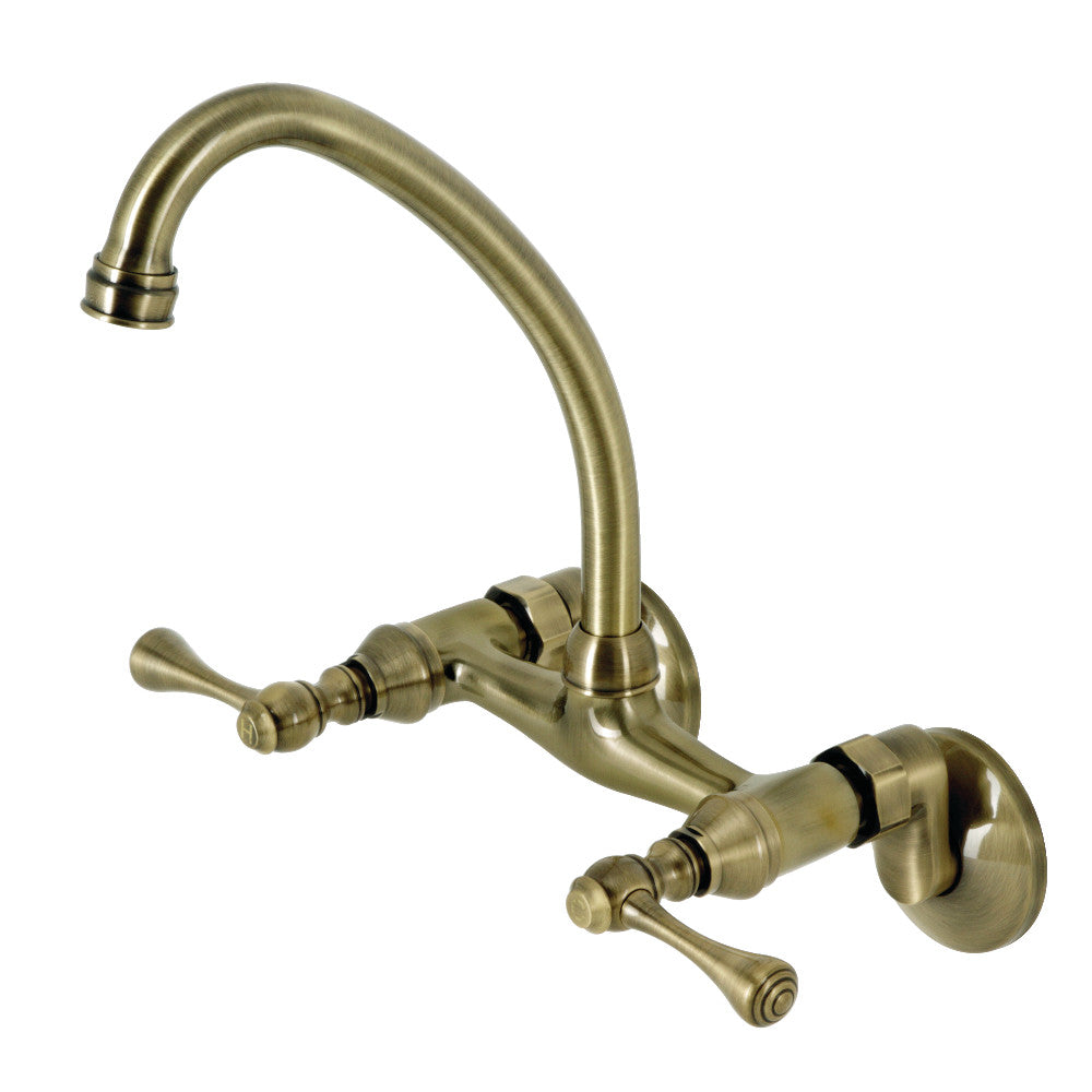 Kingston Brass KS314MB Kingston Two Handle Wall Mount Kitchen Faucet