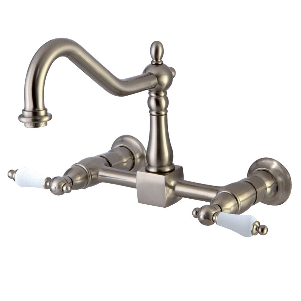 Kingston Brass KS1246PL Heritage Wall Mount Bridge Kitchen Faucet