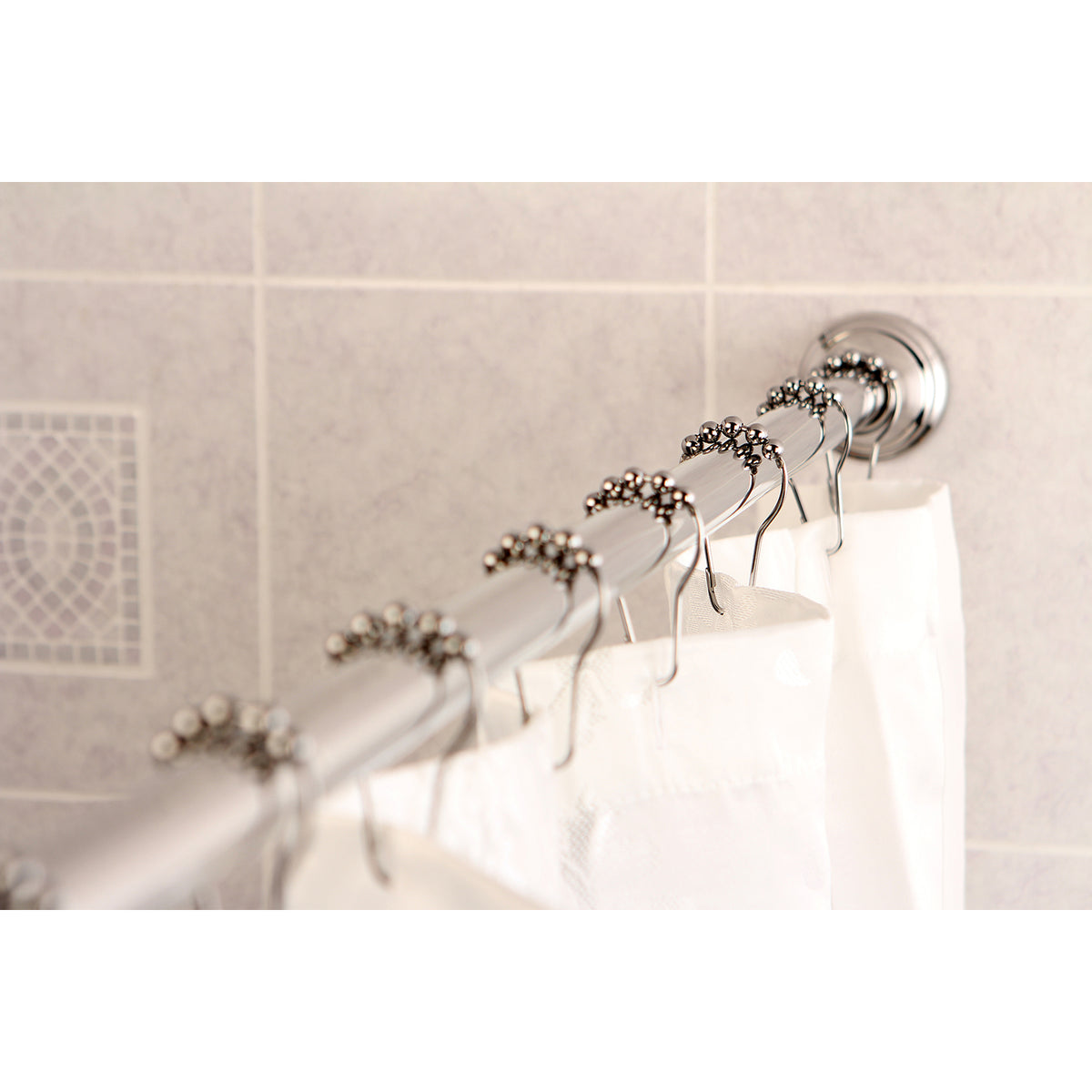 Kingston Brass Straight Shower Curtain Rod with Shower Curtain Rings