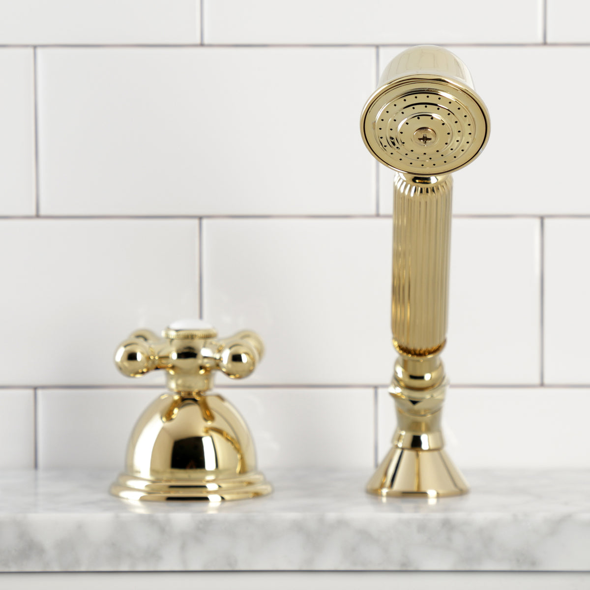 Kingston Brass Deck Mount Hand Shower with Diverter for Roman Tub Faucet