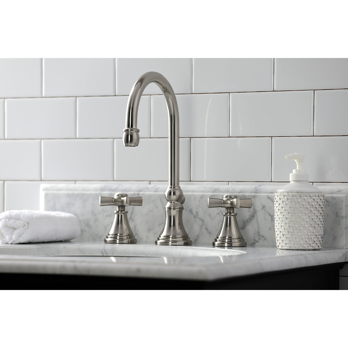 Kingston Brass KS2985ZX Millennium Widespread Bathroom Faucet with Brass Pop-Up