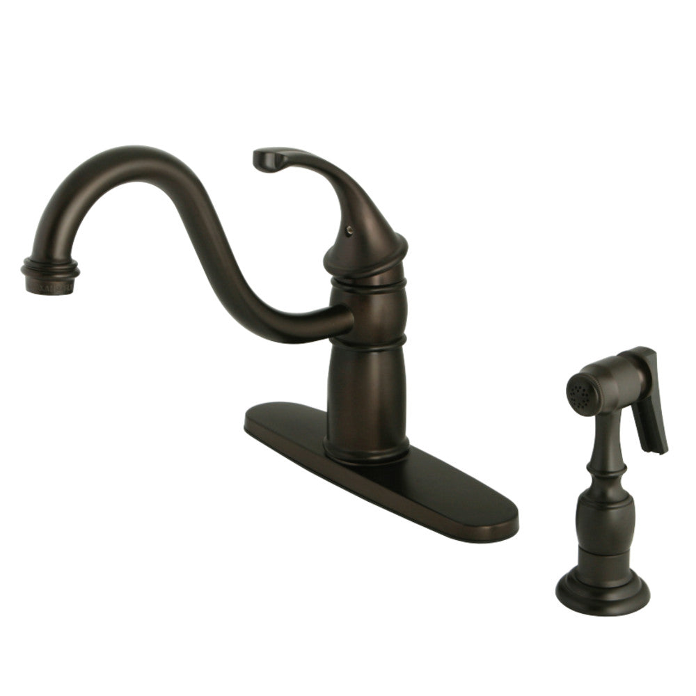 Kingston Brass KB1575GLBS Georgian 8" Centerset Kitchen Faucet with Brass Sprayer