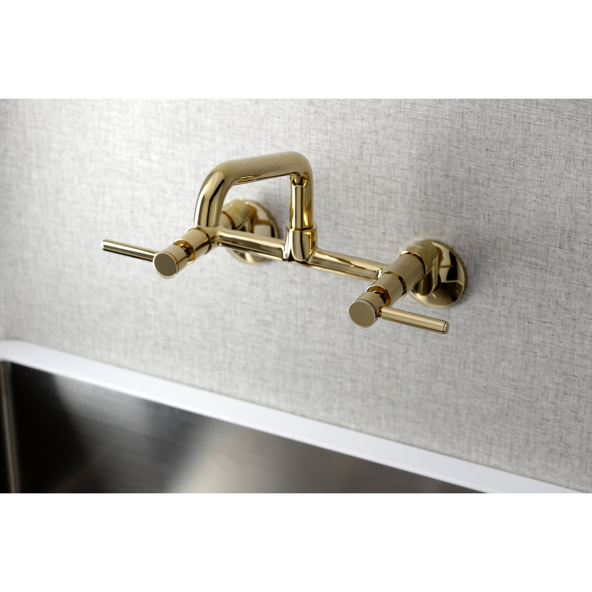Kingston Brass KS823PN Concord Two-Handle Wall-Mount Kitchen Faucet