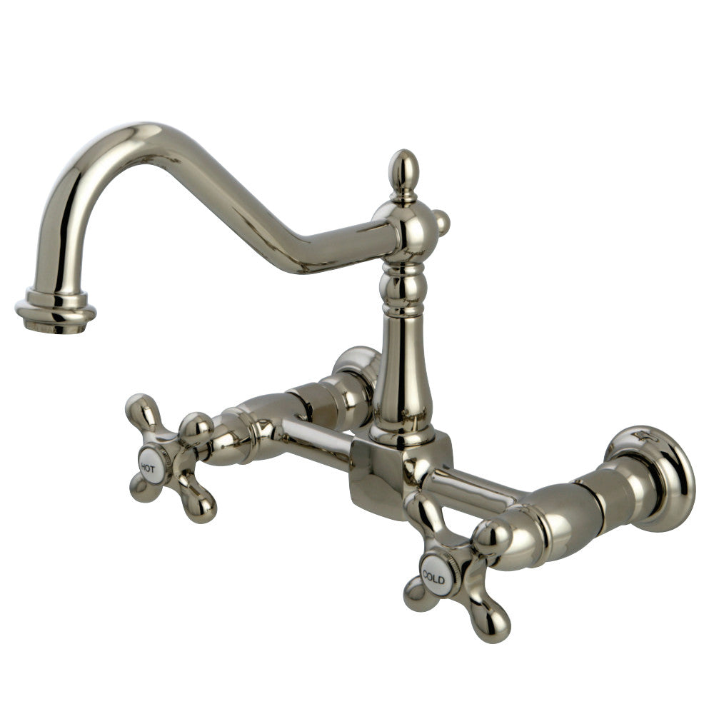 Kingston Brass KS1245AX Heritage Wall Mount Bridge Kitchen Faucet
