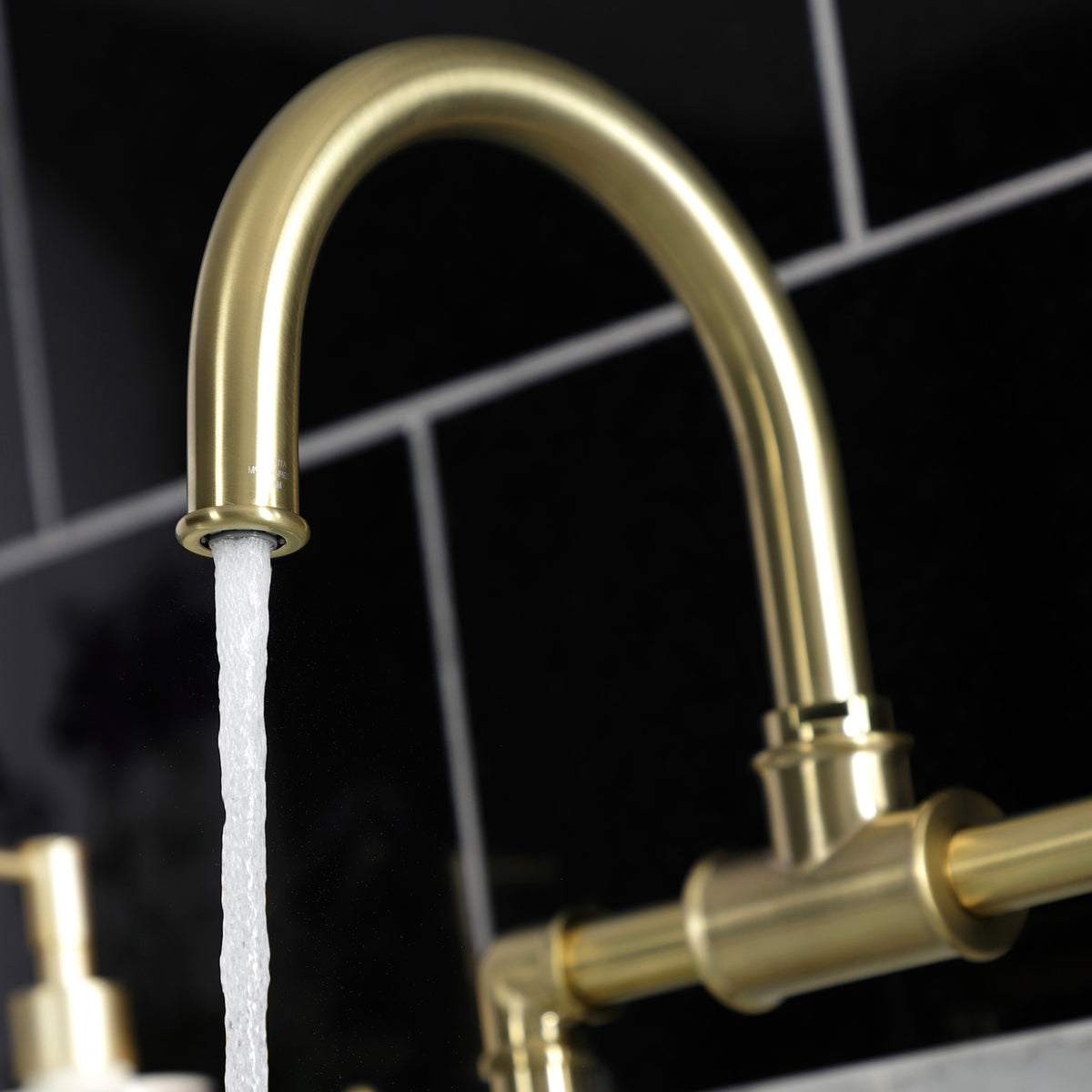 Kingston Brass KS217RXVN Belknap Industrial Style Wheel Handle Bridge Bathroom Faucet with Pop-Up Drain