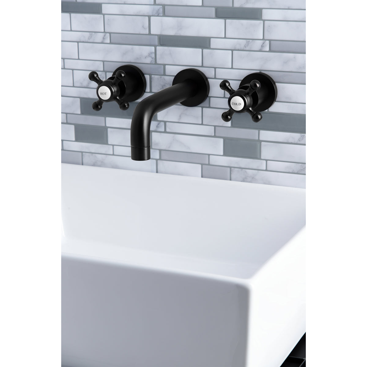 Kingston Brass KS8121BX Metropolitan 2-Handle 8 in. Wall Mount Bathroom Faucet