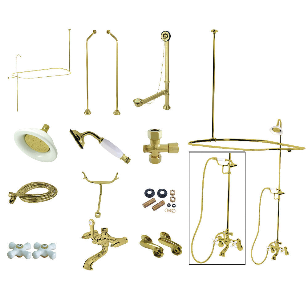 Vintage Clawfoot Tub Faucet Package with Shower Enclosure