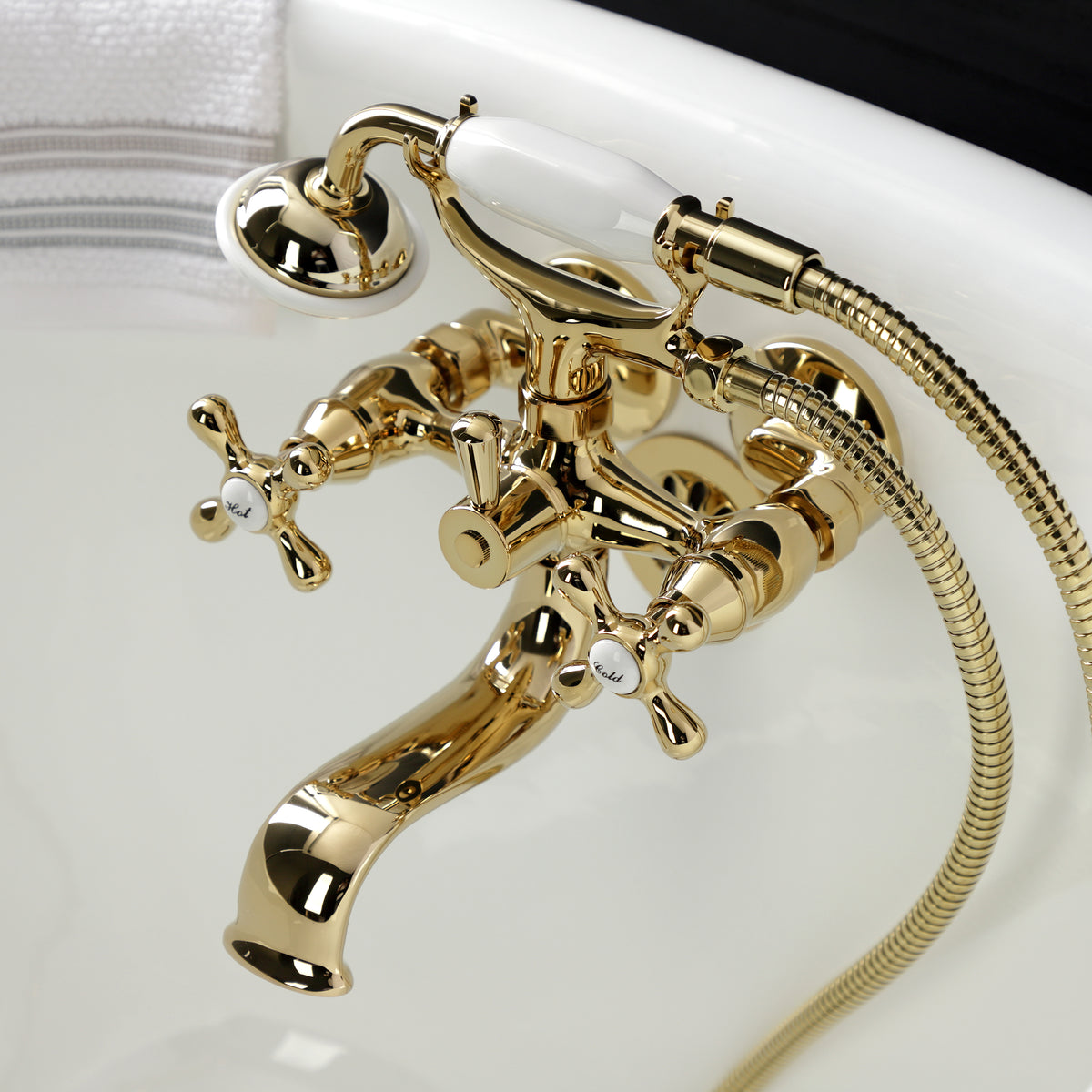 Kingston Wall Mount Clawfoot Tub Faucet with Hand Shower