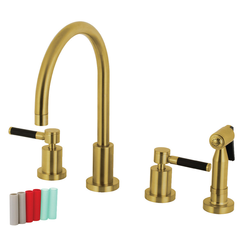 Kingston Brass KS8728DKLBS Kaiser 8-Inch Widespread Kitchen Faucet with Brass Sprayer