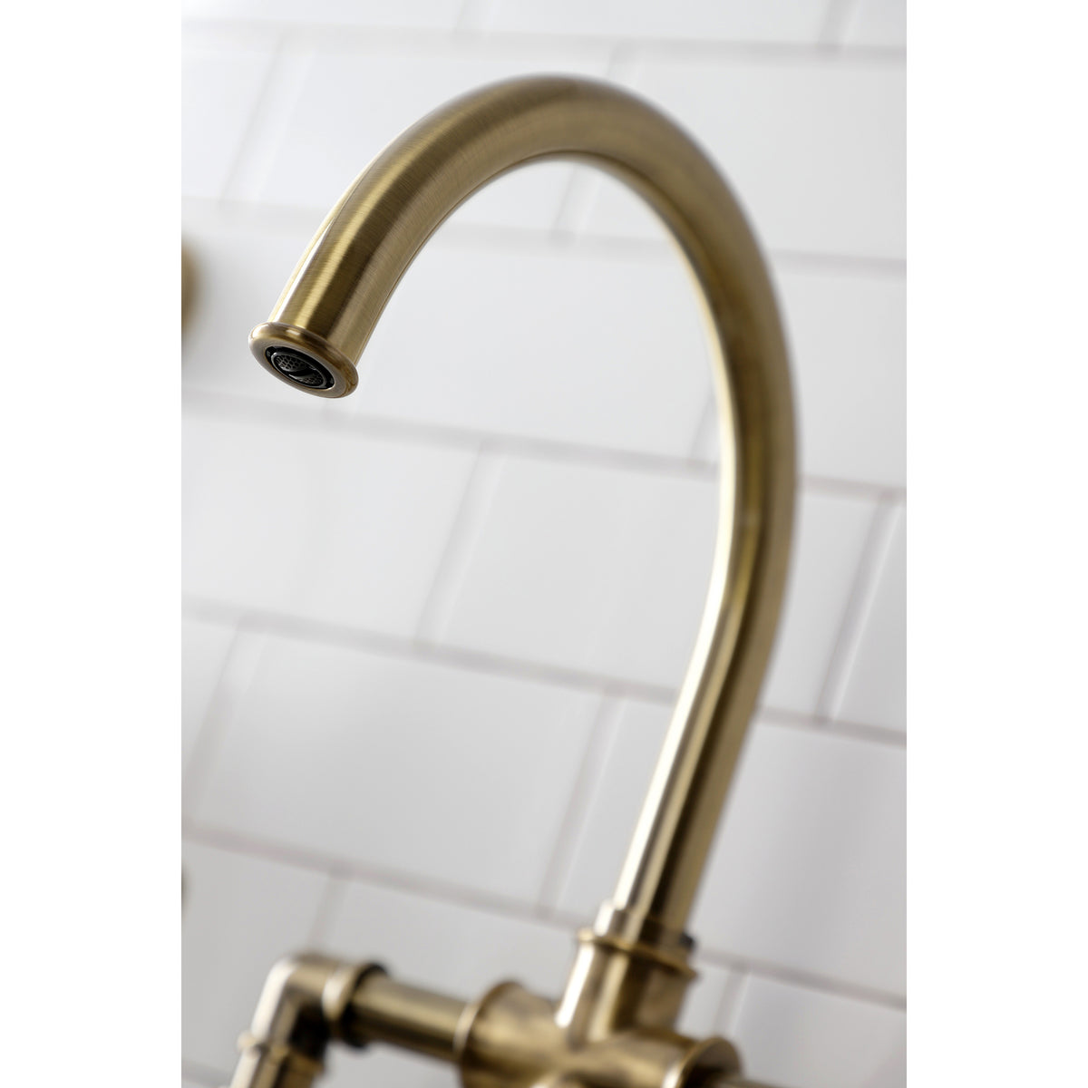 Kingston Brass KS2330KL Whitaker Industrial Style Bridge Kitchen Faucet with Brass Sprayer
