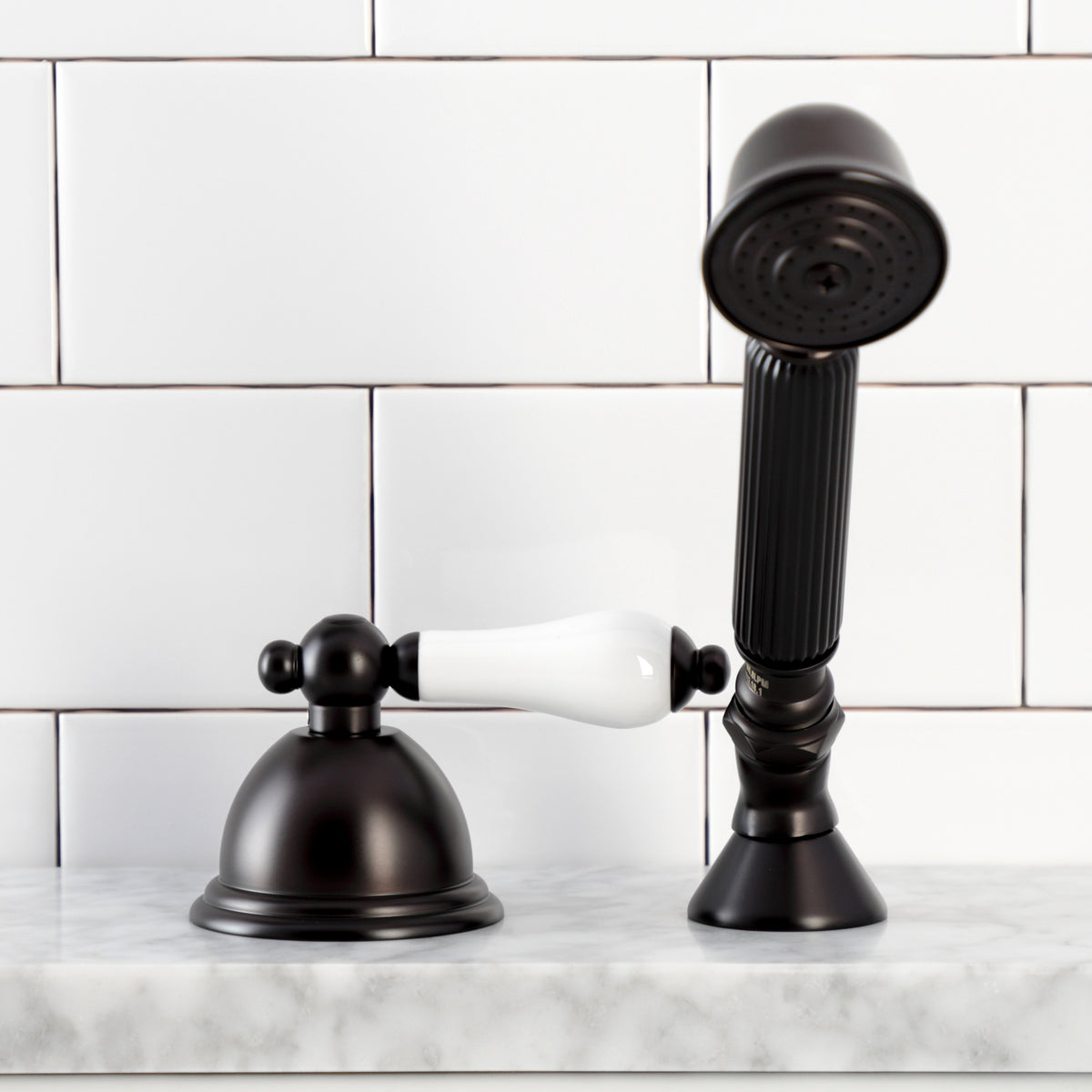 Kingston Brass Deck Mount Hand Shower with Diverter for Roman Tub Faucet