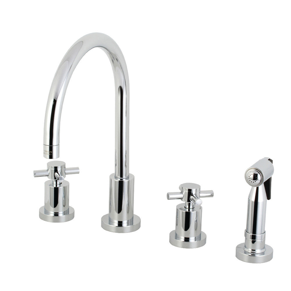 Kingston Brass KS8721DXBS Concord 8-Inch Widespread Kitchen Faucet with Brass Sprayer