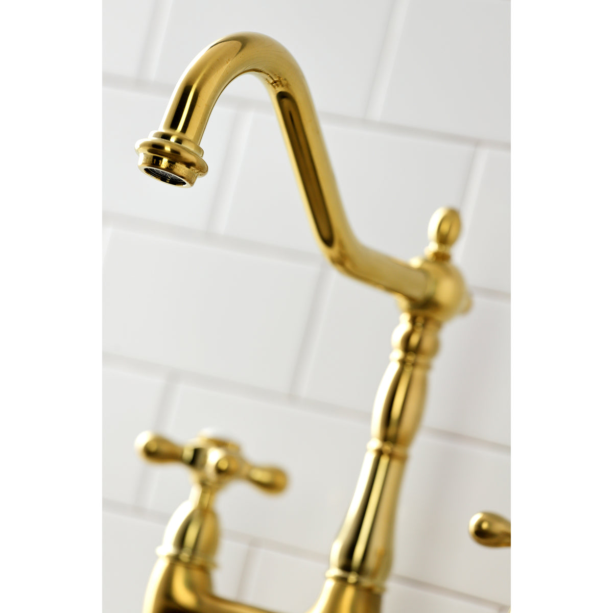 Kingston Brass KS1270AXBS Heritage Bridge Kitchen Faucet with Brass Sprayer