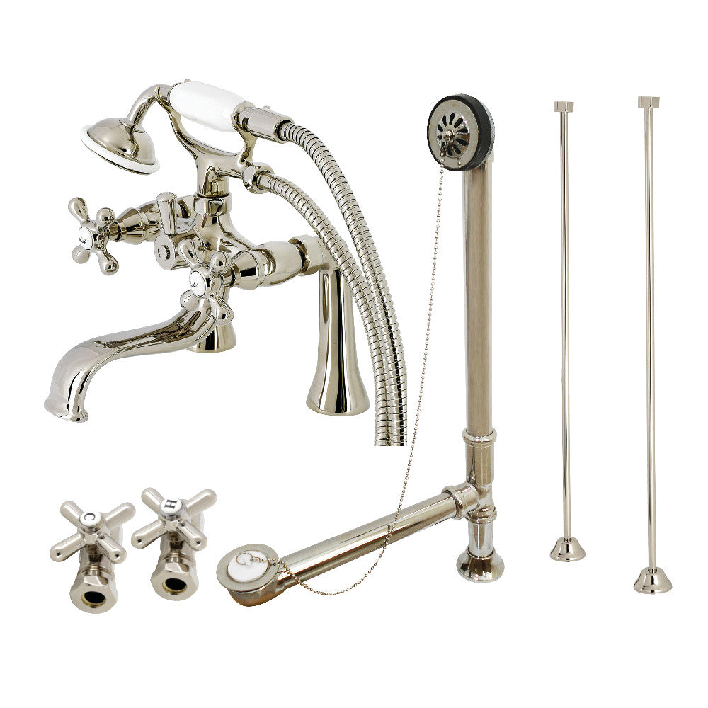 Vintage Deck Mount Clawfoot Tub Faucet Package with Supply Line