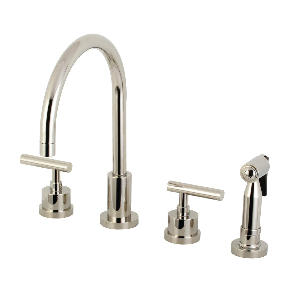 Kingston Brass KS8723CMLBS Manhattan 8-Inch Widespread Kitchen Faucet with Brass Sprayer