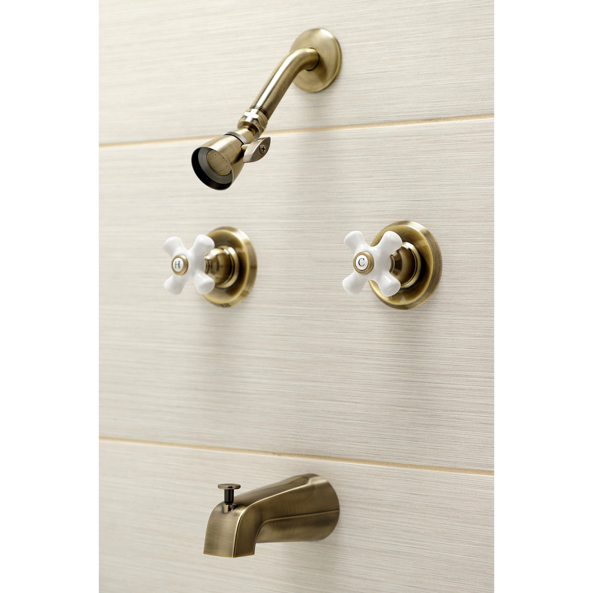 Magellan Tub & Shower Faucet with Porcelain Handles