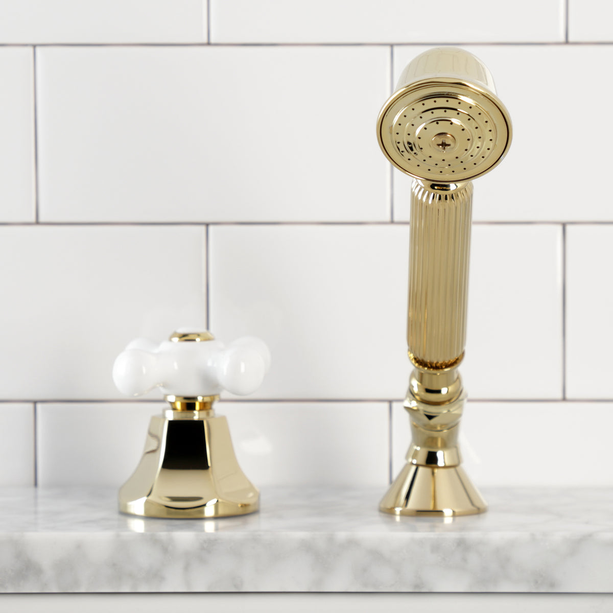 Kingston Brass Deck Mount Hand Shower with Diverter for Roman Tub Faucet
