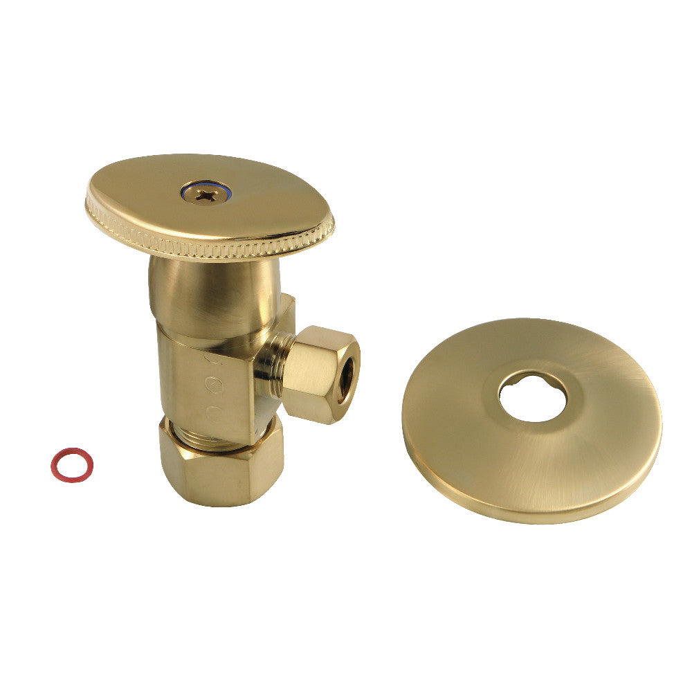 Kingston Brass 5/8"O.D x 3/8" O.D Anti-Seize Deluxe Quarter Turn Ceramic Hardisc Cartridge Angle Stop with Flange