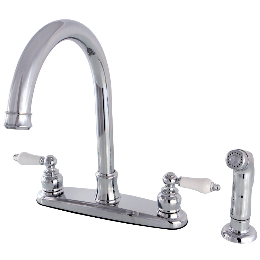 Kingston Brass FB7798PLSP Victorian 8-Inch Centerset Kitchen Faucet with Sprayer