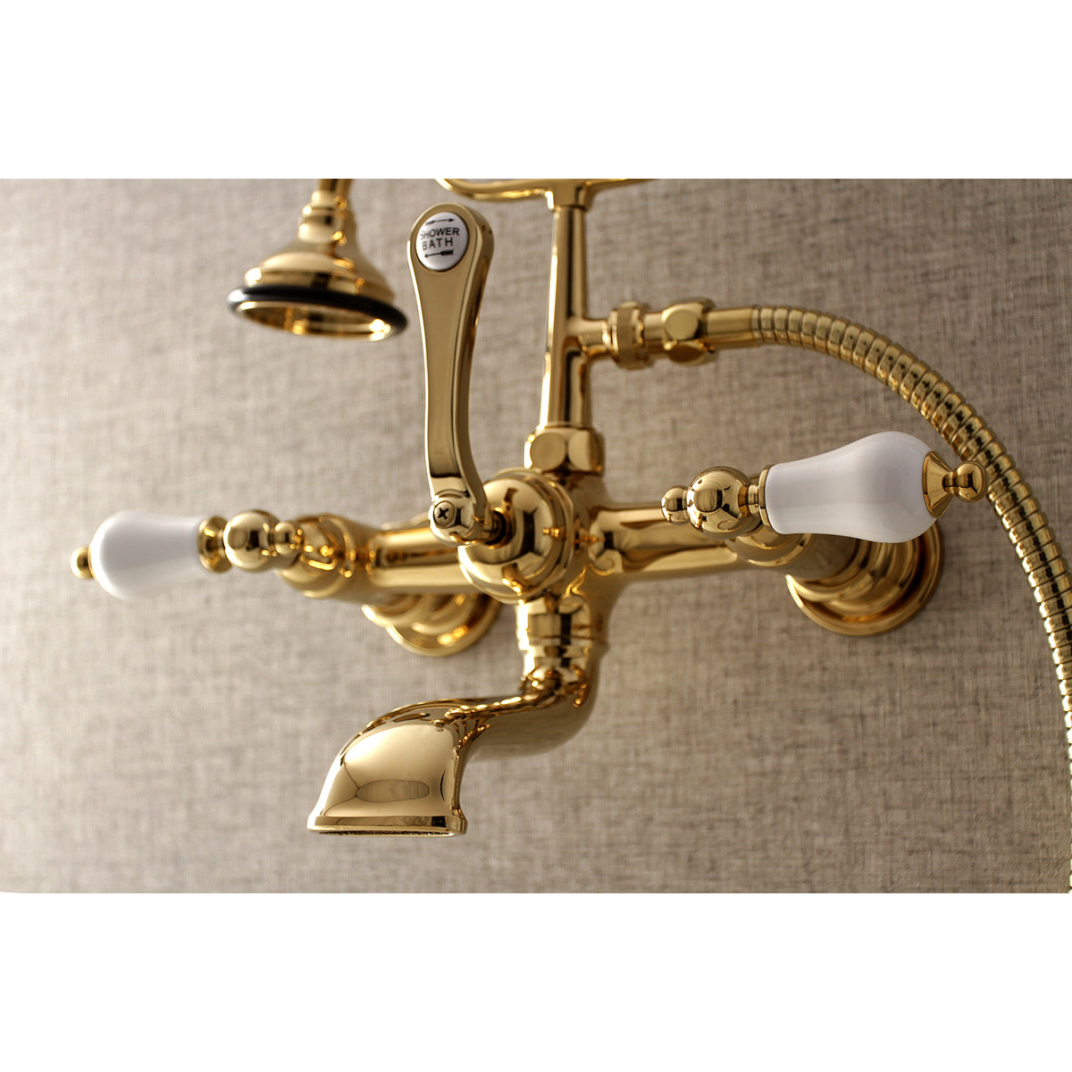 Aqua Vintage 7-Inch Wall Mount Tub Faucet with Hand Shower