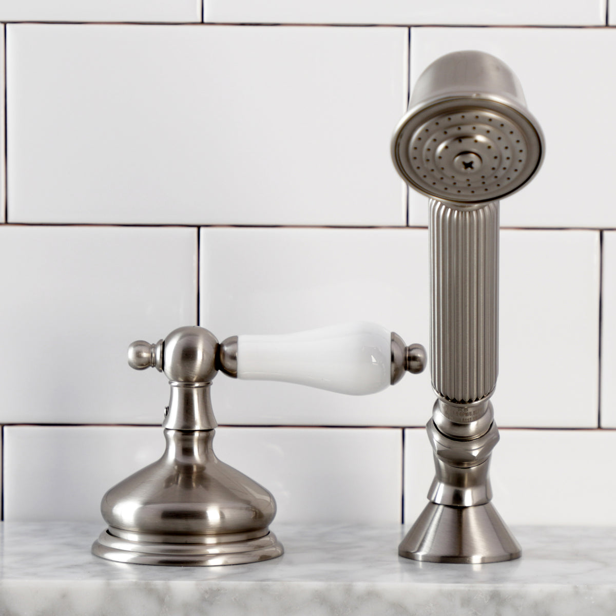 Kingston Brass Deck Mount Hand Shower with Diverter for Roman Tub Faucet