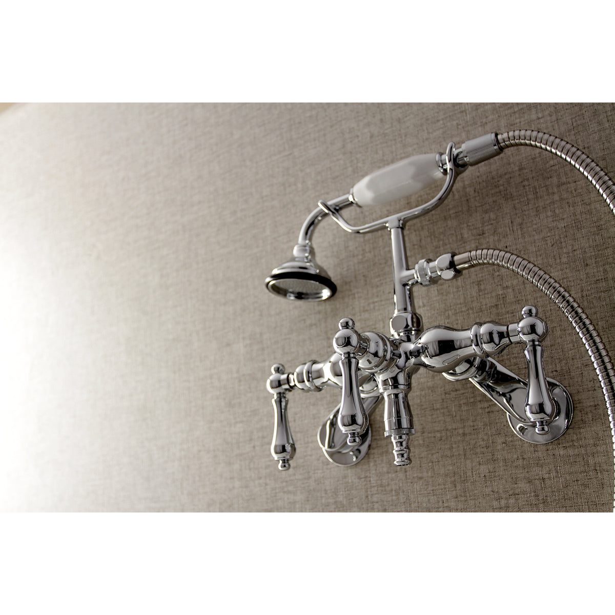 Aqua Vintage 3-3/8 Inch Adjustable Wall Mount Clawfoot Tub Faucet with Hand Shower