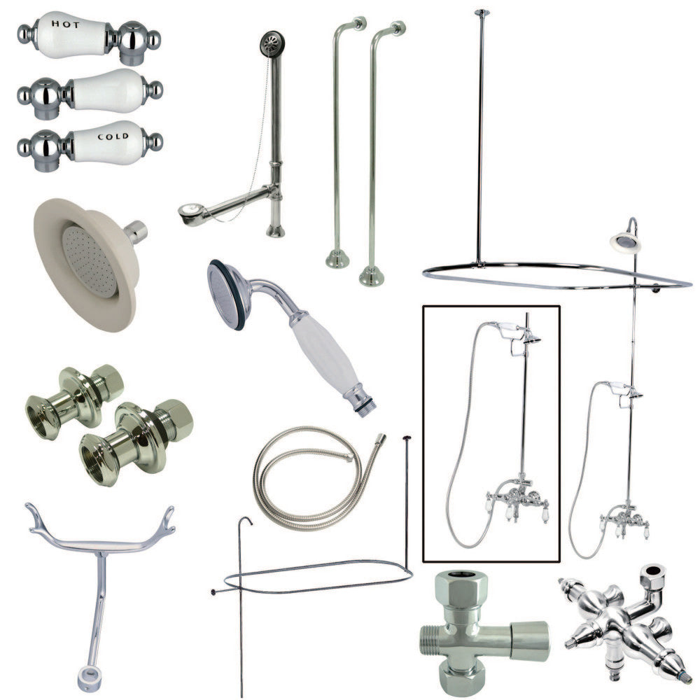 Vintage Clawfoot Tub Faucet Package with Shower Enclosure