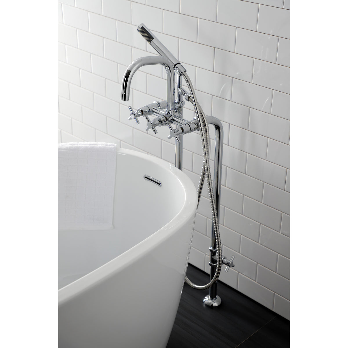 Aqua Vintage Concord Freestanding Tub Faucet with Supply Line, Stop Valve
