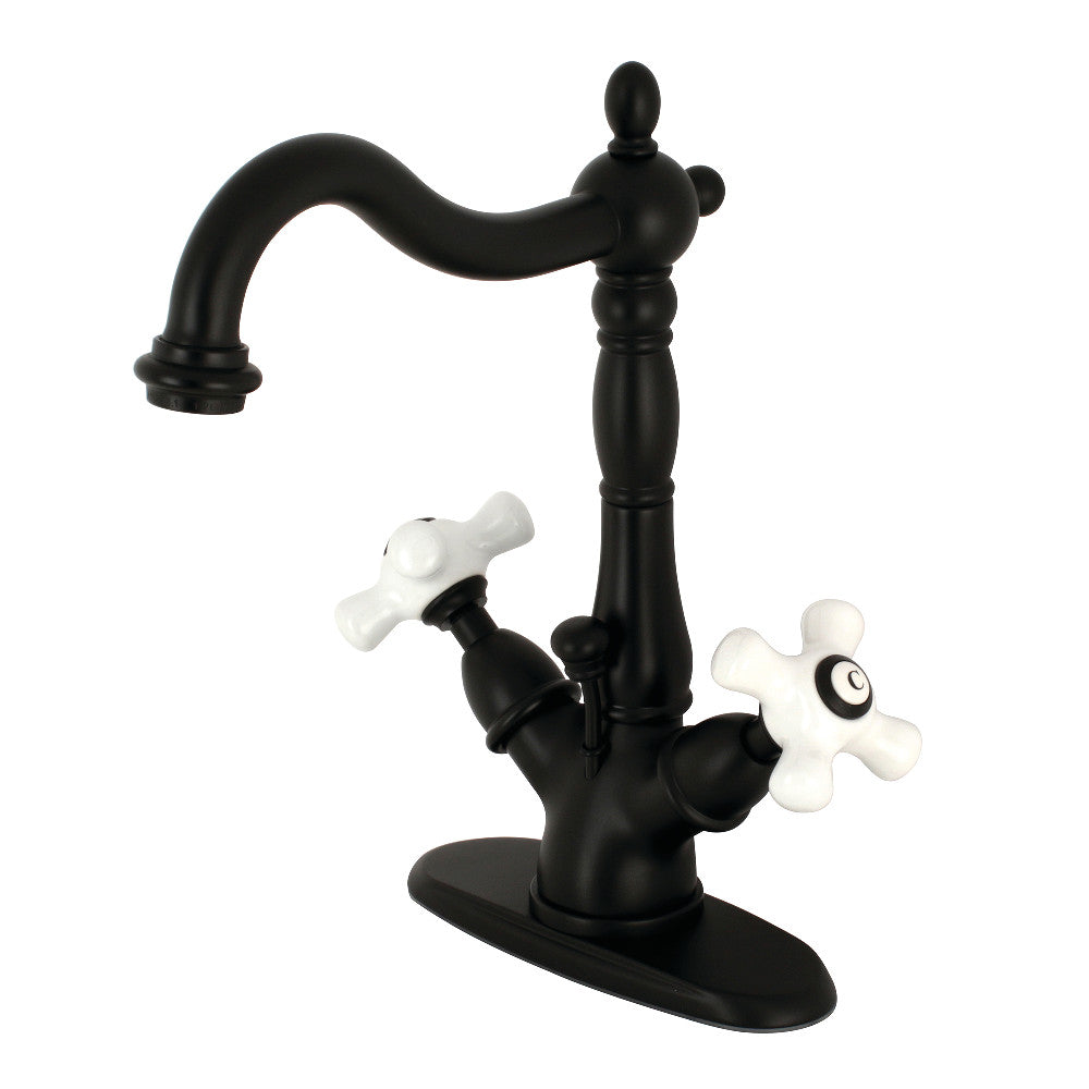 Kingston Brass KS1430PX Heritage Two-Handle Bathroom Faucet with Brass Pop-Up and Cover Plate