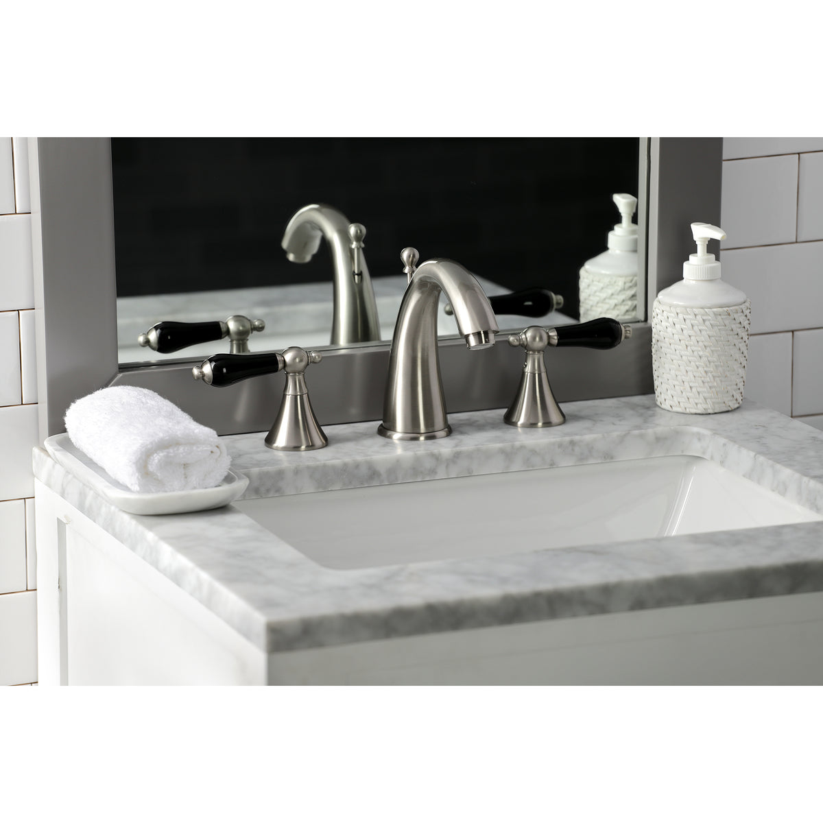 Kingston Brass KS2975PKL Duchess Widespread Bathroom Faucet with Brass Pop-Up
